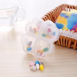 Mini Caixa De Armazenamento De Comprimidos De Plástico Trevo De Quatro Folhas, 4 Grids Daily Pill Organizer, Recipiente De Drogas De Separação De Drogas - Image 4