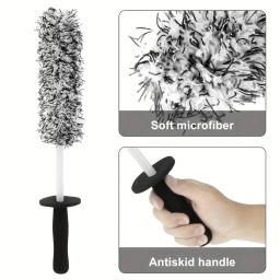 Escova de roda de microfibra para uma limpeza particulièrement suave até a cama profunda da roda, escova longa de limpeza de roda de carro - Image 2