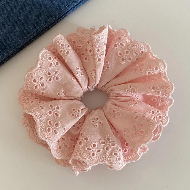 Elástico de Cabelo Grande de Renda Sólida 6.3in Elegante para Mulheres