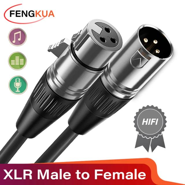 Cabo de Áudio Analógico XLR Macho para Fêmea 3Pin para Mixer e Amplificador