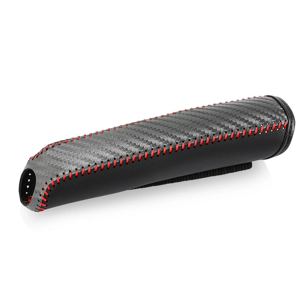 Capa de couro para freio de mão de carro, fibra de carbono, manga protetora, proteção para freio de mão, acessórios interiores do carro - Image 1