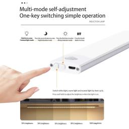 USB tipo C recarregável LED gabinete luz, sensor de movimento, lâmpada para cozinha, iluminação de armário, 20cm, 30cm, 40cm, 50cm, 60cm - Image 5