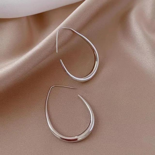 Brincos de Argola Elipse Dourada Prata 925 Luxo Feminino Joias