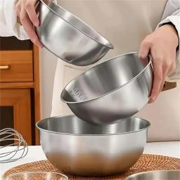 Conjunto de tigela de aço inoxidável 1-3 com escala para cozinhar, assar, armazenamento de alimentos, tigelas de mistura de grande capacidade para itens essenciais de cozinha doméstica - Image 4