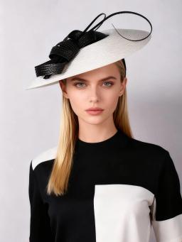 Fs fascinators preto branco casamentos pillbox chapéu para mulheres igreja chapéu sraw fedora preto largo senhoras vestido kentucky derby chapéus - Image 2