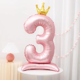 42 polegada coroa decoração rosa folha de alumínio digital balão número para festa de aniversário decoração suprimentos meninas aniversário favor - Image 3