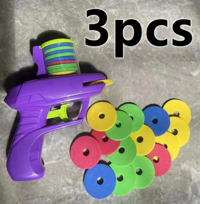 Crianças jogo ao ar livre disco de espuma arma brinquedo disco voador tiro lançador arma dupla pai-filho interativo crianças brinquedo