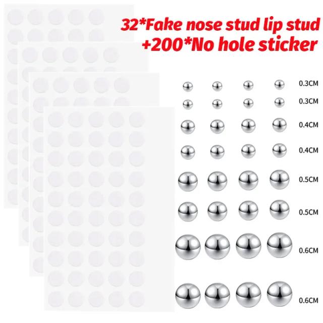 Piercing Falso Unissex Aço Inoxidável 8 Peças