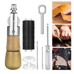 Conjunto de Ferramentas para Costura de Couro, Incluindo Linha Encerada, Agulha de Costura Manual com Cabo de Madeira, Ferramentas para Reparo de Couro para Iniciantes - Image 1
