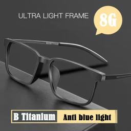Óculos de leitura de bloqueio de luz azul para homens e mulheres, quadro óptico ultraleve óculos quadrados liga de titânio TR90 - Image 3