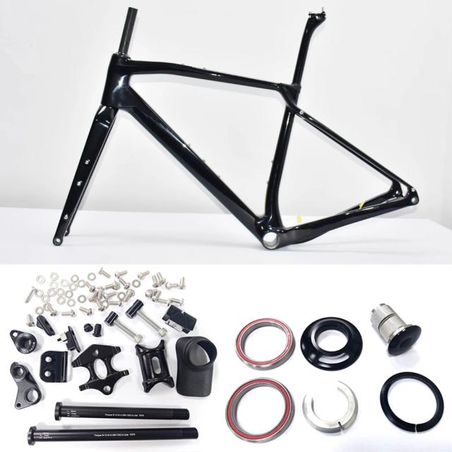 CECCOTTI Quadro de Bicicleta de Cascalho T1000 Full Carbon com Cabeamento Oculto - Conjunto de Quadro