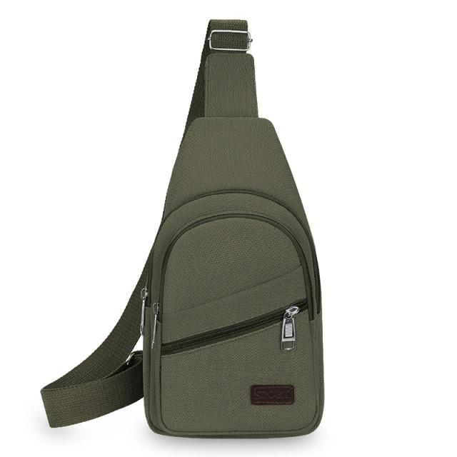 Bolsa de Peito Masculina Lona Vintage Impermeável Grande Capacidade Múltiplos Bolsos