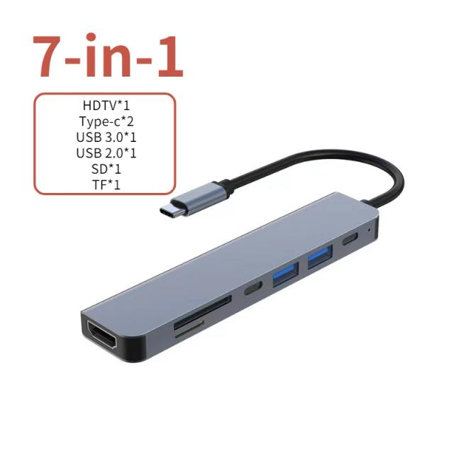 Hub USB-C para HDMI 4K, Carregamento PD, USB 3.0/2.0