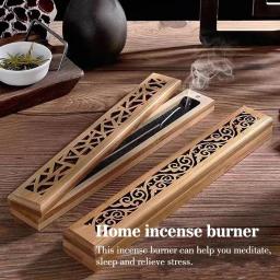 Incensário de Bambu Natural com Prato para Aromaterapia, Caixa de Madeira para Queima de Incenso com Linha Oca - Image 2
