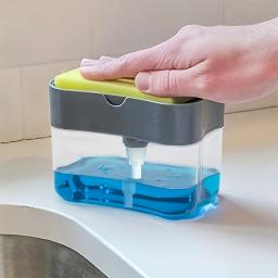 1/2 Peças Dispensador Automático de Sabão com Suporte para Esponja e Frasco de Pressão para Líquido, Ferramenta de Limpeza de Louça com Esponja e Pano, para Uso em Pia de Cozinha - Image 3