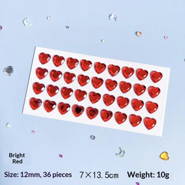 Adesivo 3D de Coração com Diamantes, Material DIY Artesanal para Decoração de Mesa, Capa de Celular, Câmera, Adesivos Kawaii, Decoração para Copos e Laptops