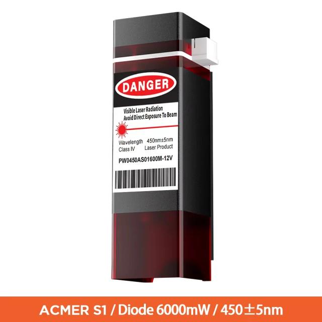 Módulo de atualização de cabeça de laser ACMER S1 6W - Cabeça de gravador a laser de alta potência ideal para usuários S1 aprimore sua máquina de gravação a laser