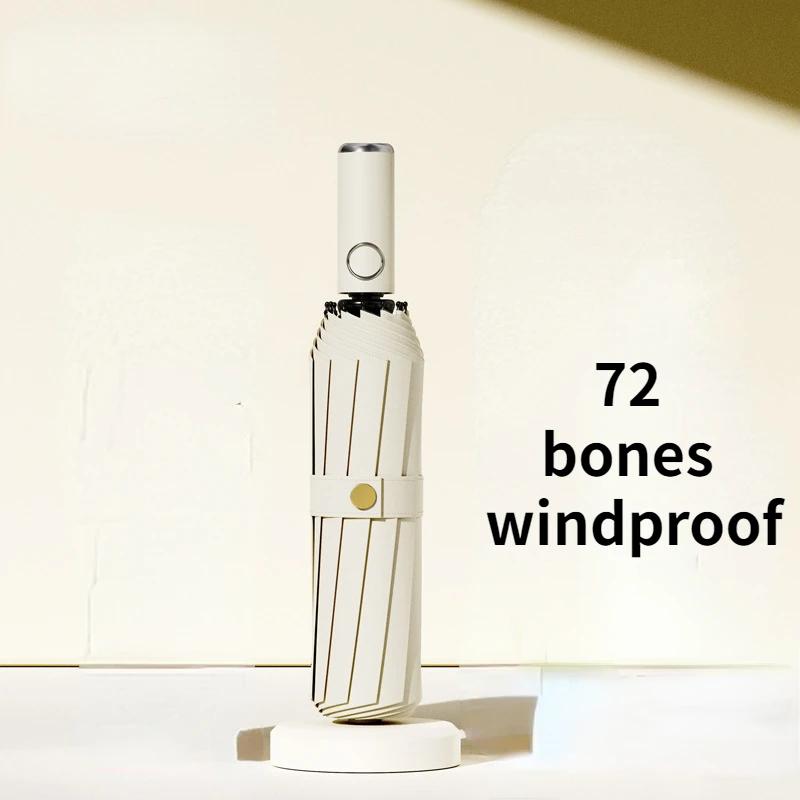 72 osso super forte à prova de vento automático dobrável guarda-chuva masculino reforçado grande à prova de chuva proteção solar guarda-chuvas feminino - Image 1