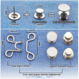 1/4 conjunto de botões jeans de metal sem unhas, clipes destacáveis para calças, botões, alfinetes, apertador de cintura diy, fivelas de roupas, ferramentas de costura - Image 4