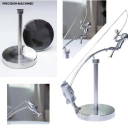 Escultura de pesca cinética artesanal, presente de metal, escultura de equilíbrio do pescador, ornamento de mesa, estátua de pesca para amantes de fishman - Image 5