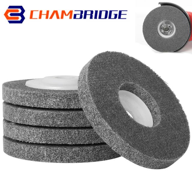 Roda de polimento de fibra de nylon de 4,5 polegadas 115 mm 5 polegadas Disco abrasivo não tecido 125 mm furo 7/8 "roda de polimento de moagem para metal