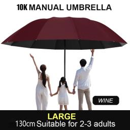 130cm Extra grande triplo dobrável chuva e guarda-chuva Proteção eficaz contra chuva Resistência ao vento eficaz Resistência UV - Image 5