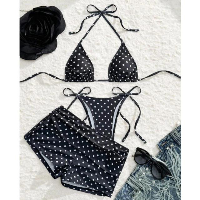 Dot Sexy Conjunto de Biquíni Feminino 3 Peças Maiô Praia Piscina
