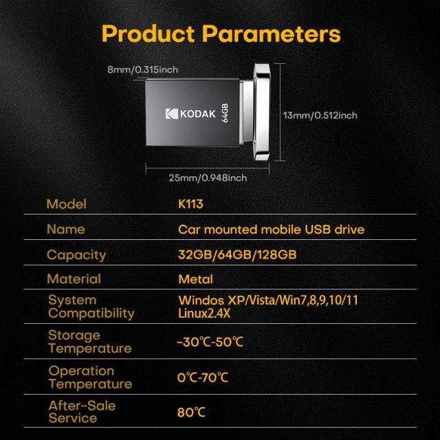 Kodak k113 mini unidade flash usb usb3.2 caneta memória unidade de alta velocidade 140 mb/s 16gb 32gb 64gb 128gb udisk memória portátil para carro pc