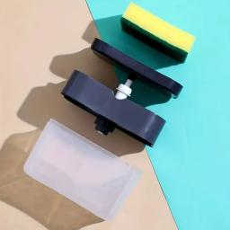 1/2 Peças Dispensador Automático de Sabão com Suporte para Esponja e Frasco de Pressão para Líquido, Ferramenta de Limpeza de Louça com Esponja e Pano, para Uso em Pia de Cozinha - Image 4