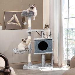 Newpet Árvore para Gatos de Madeira Multi-Nível com Ninho, Pilar, Estrutura para Escalar e Arranhar, Prateleira, Cápsula Espacial, Poste Arranhador e Plataforma de Salto - Image 3