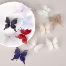 10/20 pçs cor gradiente organza tecido borboleta apliques 5cm translúcido chiffon borboleta para diy costura artesanato decoração - Image 2