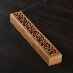 Incensário de Bambu Natural com Prato para Aromaterapia, Caixa de Madeira para Queima de Incenso com Linha Oca - Image 6
