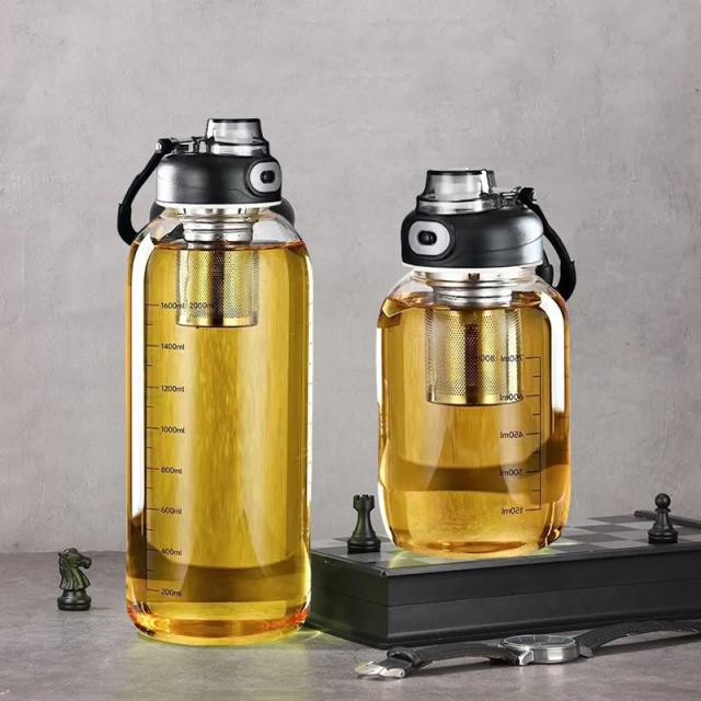 Garrafa de Água de Vidro com Filtro de Chá Portátil 1L