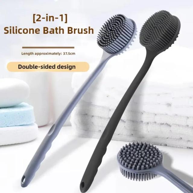 Escova de Silicone para Banho com Alça Longa Esfoliante e Massageadora