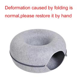 Interativo redondo pequeno gato túnel ninho de feltro gatinhos cama casa scratcher gato donut dormir brinquedo para animais de estimação para gatos - Image 5