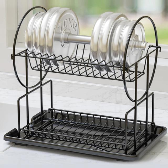 Escorredor de Louças Duas Camadas Metal com Suporte Talheres Porta Copos Cozinha