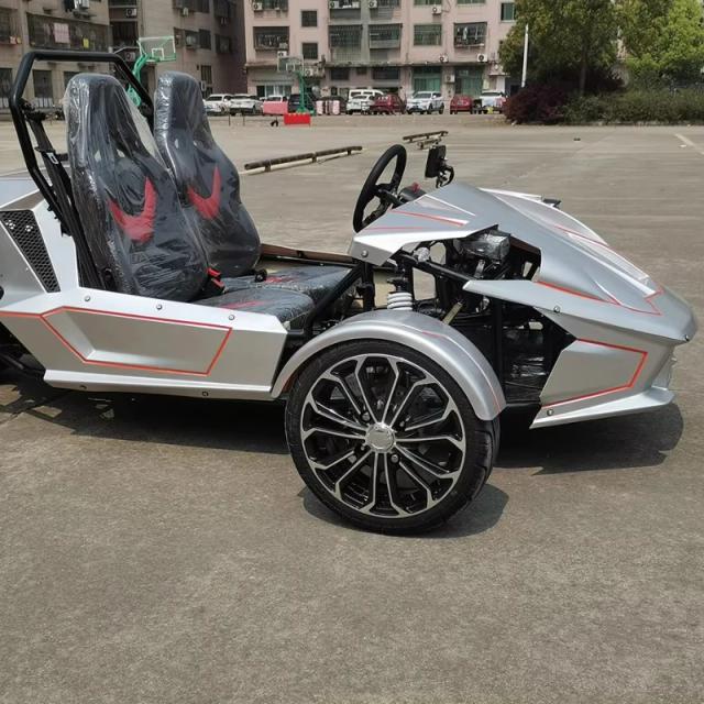 T-Rex Triciclo Aberto 350cc Gasolina Prata Adulto 3 Rodas Reverso Passageiro