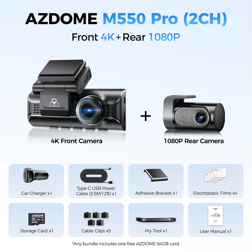 Atualizar azdome m550 pro traço cam 4k frente dashcam auto 5.8ghz wi-fi gps g-sensor carro dvr 6 ir visão noturna monitor de estacionamento - Image 1