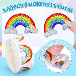 500 pçs arco-íris adesivos rolo laser colorido arco-íris forma selo adesivos à prova dwaterproof água decalques autoadesivos para envelope - Image 2
