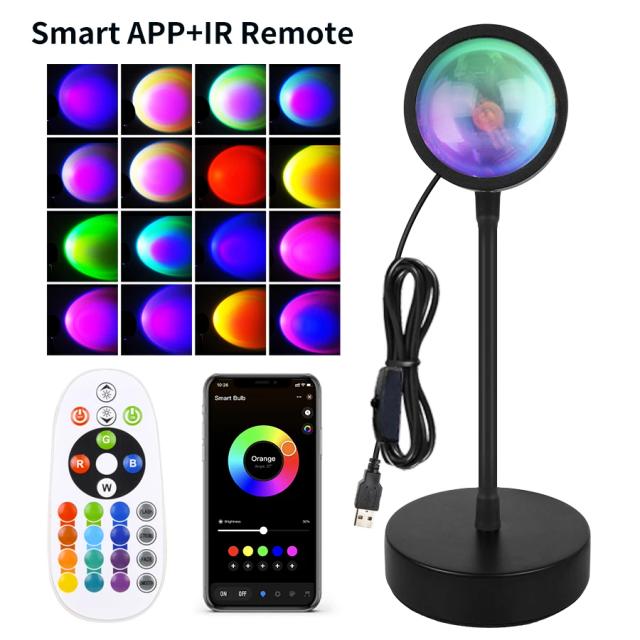 Smart Sunset Lamp Tuya LED Night Light USB RGB Smart Life App Projection 1.5m