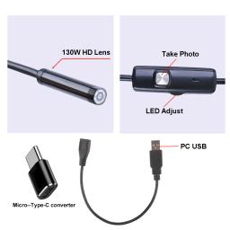 Câmera endoscópica android 5.5mm 3 em 1, micro usb tipo c, mini câmera à prova d'água, led, inspeção de carro para huawei xiaomi pc - Image 5