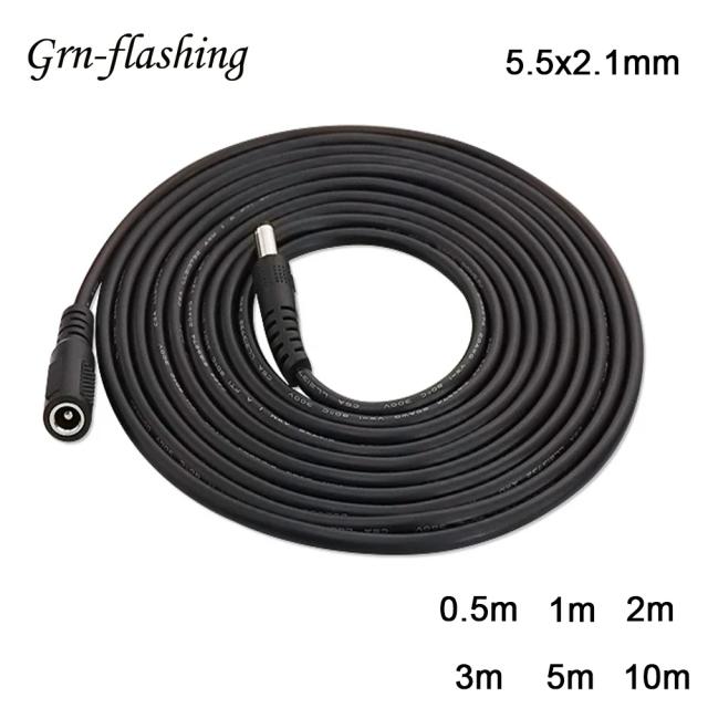 Cabo Extensão DC 5.5x2.1mm Macho/Fêmea 10m para Alimentação 12V CCTV e LED