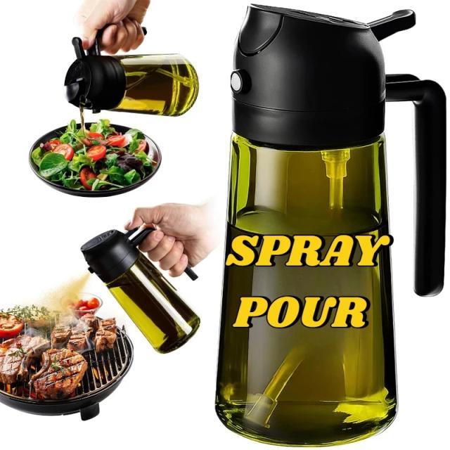 Dispensador de Azeite e Óleo Pulverizador 2 em 1 para Cozinha - Verde Escuro