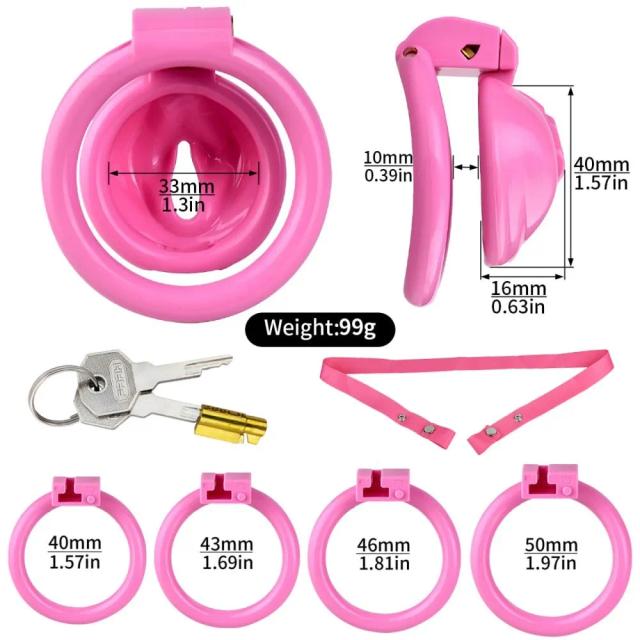 Luuk Gaiola de Castidade Masculina Rosa ABS com 4 Anéis - Controle e Prazer