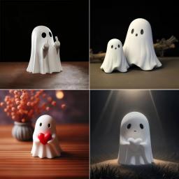 Estátua de fantasma de dedo médio fofa, decoração pequena de Halloween para casa, peça central para mesa de centro, figura de terror adorável - Image 5