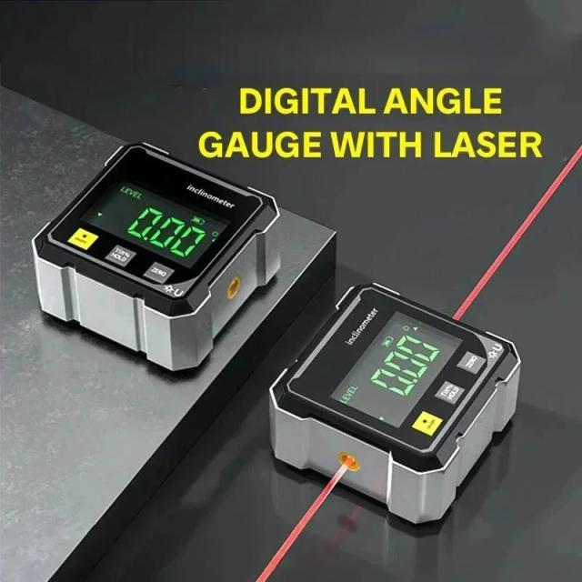 Régua Digital Magnética Ângulo Dupla Face Nível Inclinômetro Laser Medidor Eletrônico Inclinação
