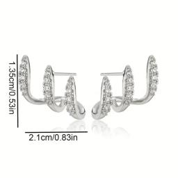 Brincos elegantes de três garras com strass, 2 peças para mulheres, design luxuoso e fofo, joias para festa, presentes - Image 6