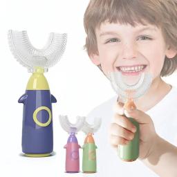 Escova de Dentes Infantil em Forma de U 360 °   Escova de dentes infantil cuidados com os dentes para limpeza dos dentes escova de dentes infantil escova de bebê cuidados dentários - Image 1