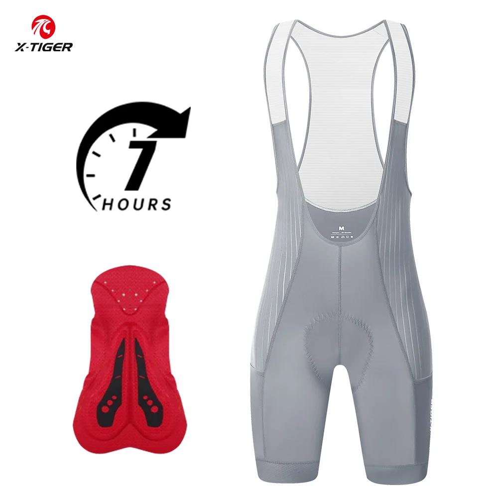 X-TIGER Calções de Ciclismo Masculinos de Cintura Alta, Respiráveis, de Secagem Rápida, para MTB e Estrada, com 2 Bolsos Laterais e Chamois Acolchoado Profissional - Image 1