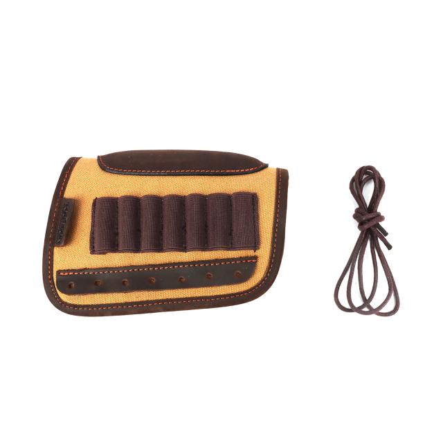 Capa de Canvas e Couro Tourbon para Apoio de Bochecha de Rifle com Alças para Cartuchos e Laços para Balas - Acessórios para Tiro e Caça